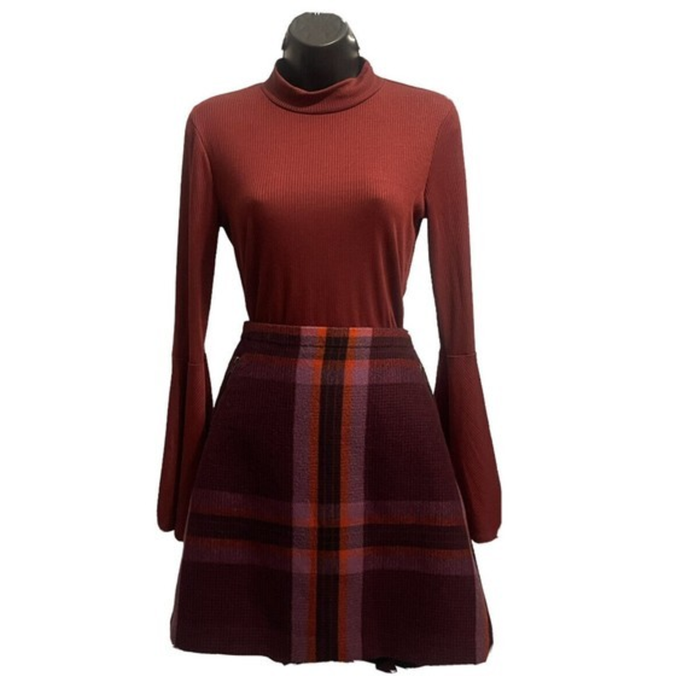Stylus plaid Preppy Flannel Skirt Purple Red Lined Zipper  Sz 12 NWT School Girl